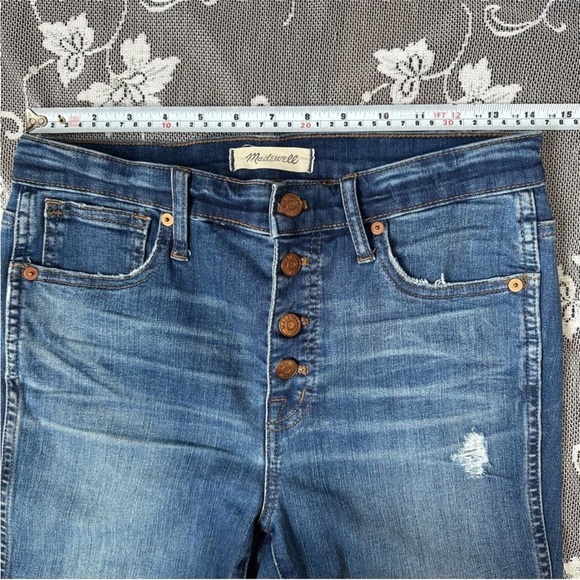 Madewell 10’’ High Rise Button Fly Skinny Jeans Raw Hem in Cordova Wash Sz 28 - Picture 11 of 14